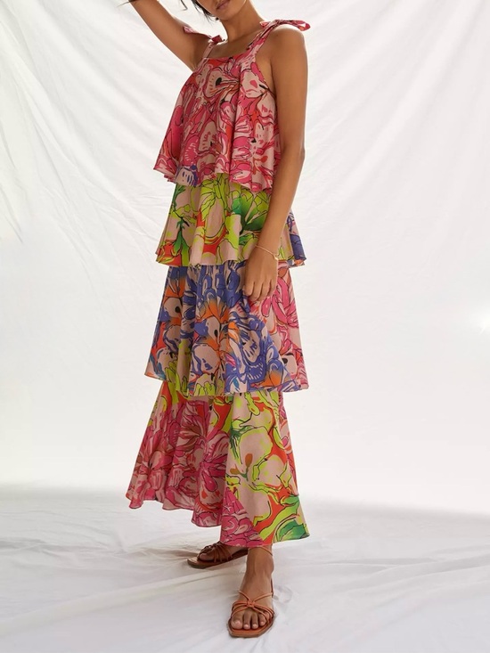 Anthropologie Dresses & Skirts - Anthropologie Multicolor Tiered Floral Maxi Dress